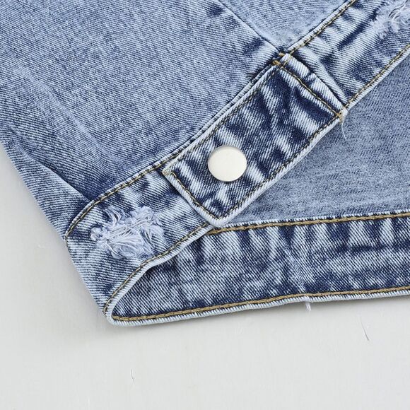 Buttoned Denim Jacket with Pockets - Picture 10 of 15